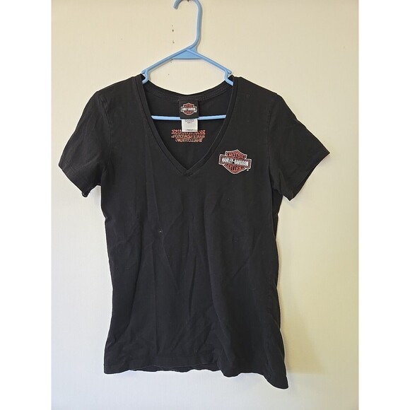 Harley Davidson Womens Size Large V Neck Shirt Shalotte North‎ Carolina - Picture 1 of 8